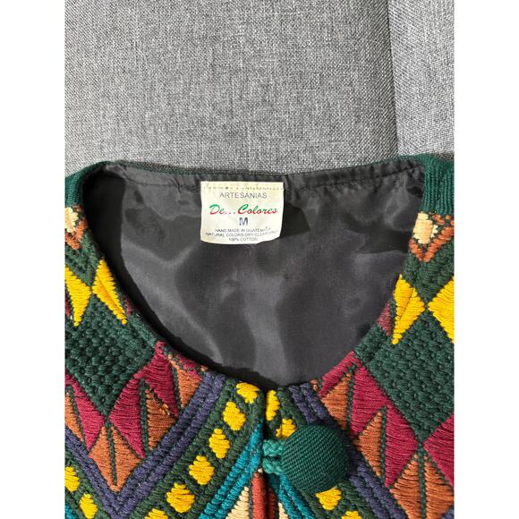 Artesanias De Colores Jacket Women Medium Aztec Tapestry Woven Western Bohemian - Picture 5 of 8